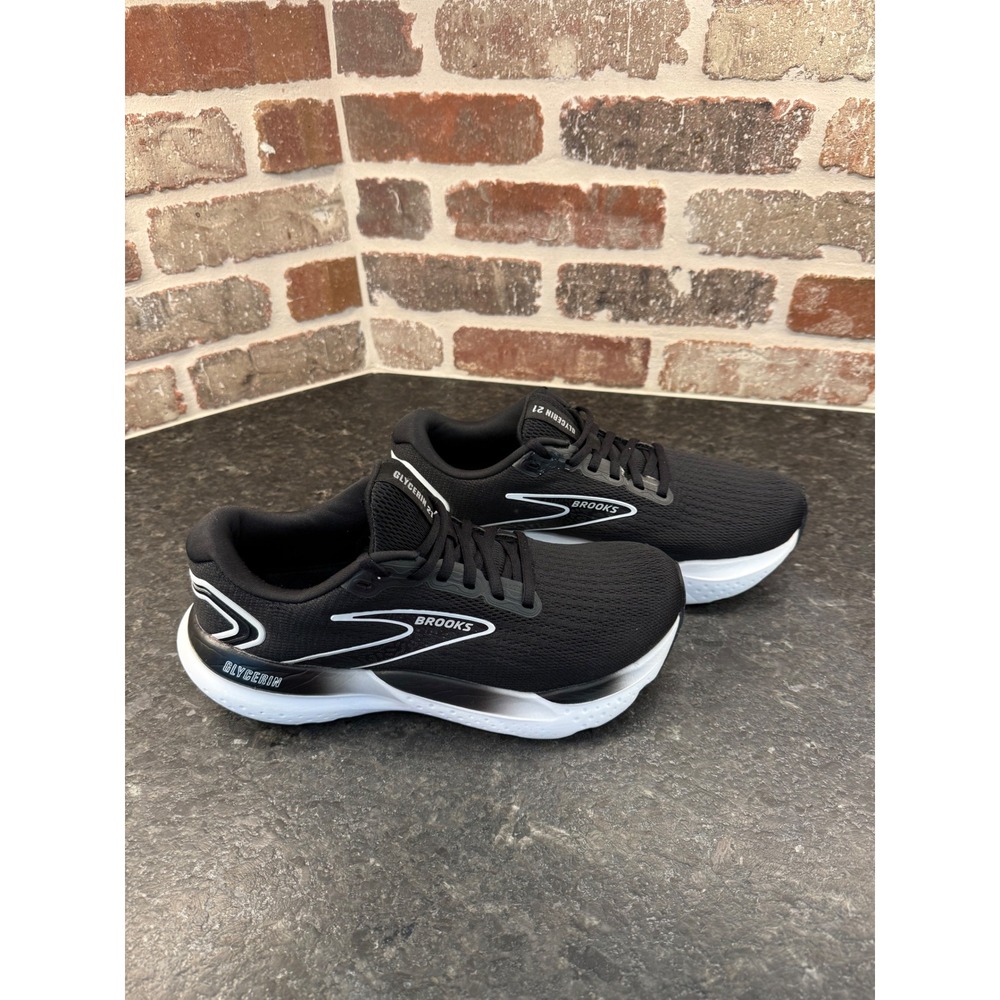 Brooks Glycerin 21 Womens Running Shoes Black White 1204081B090 Size 9 B Medium